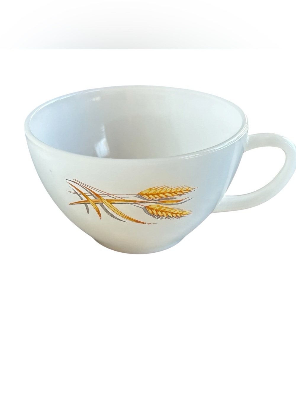 Vintage Fire King Wheat Milk Glass Tea Cup #24 White Oven Ware Made in USA